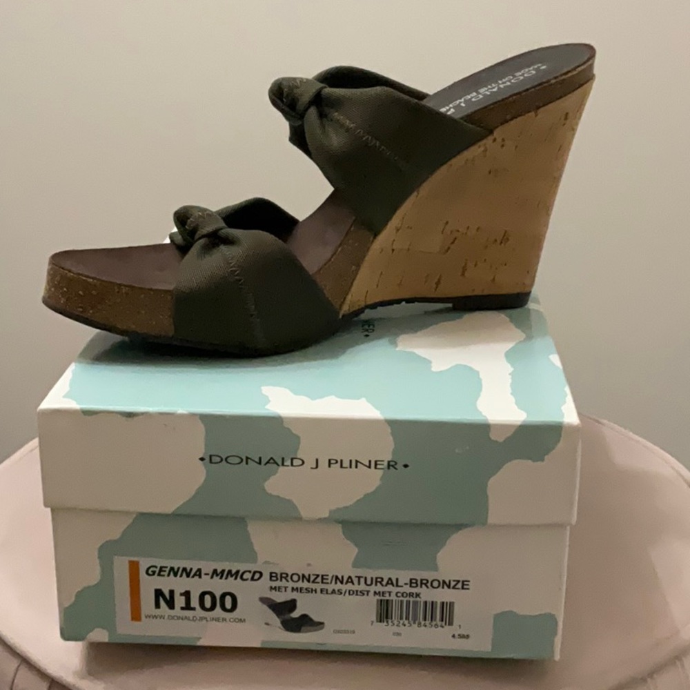 Donald Pliner Bronze Cork Heel Slide